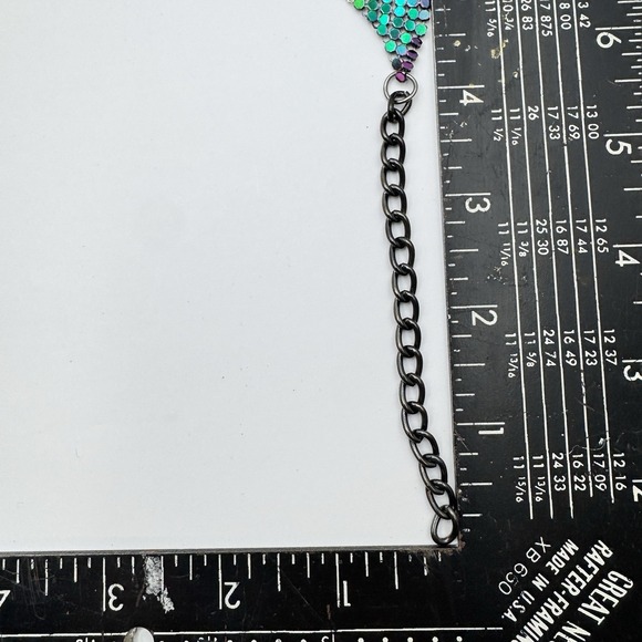 Lady Metal Triangle Scarf Necklace Choker Party Purple Shiny Bling Club Scarf - Picture 11 of 14